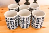 Set de 6 tazas japonesas de cerámica con kanjis – Estilo oriental tradicional
