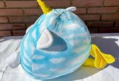 🦄 Peluche Unicornio Nube – Azul Celeste con Detalles Mágicos
