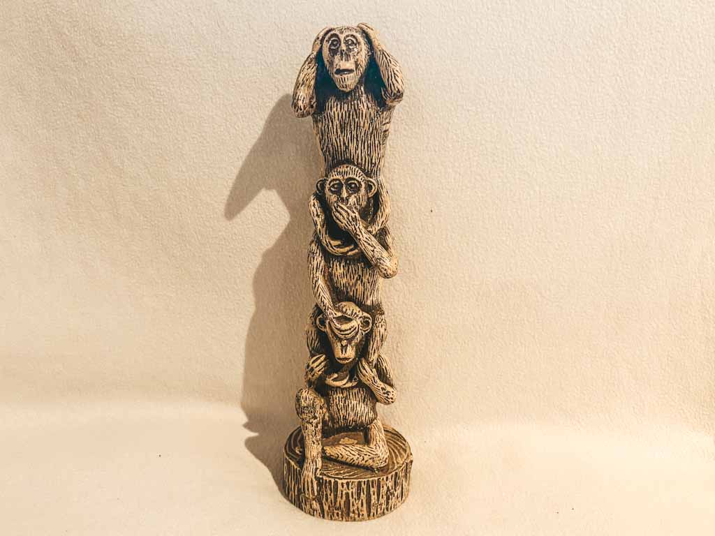 Escultura decorativa de los tres monos sabios | No ver, no oír, no hablar