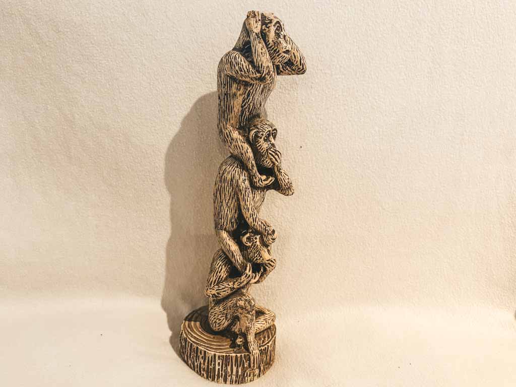 Escultura decorativa de los tres monos sabios | No ver, no oír, no hablar