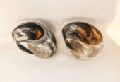 Set de dos jarras de cuerno natural | Estilo vikingo | Marca Divit Horn | 17 cm de alto