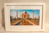 Set de 3 fotografías enmarcadas de la India – Taj Mahal, tren antiguo y retrato tradicional
