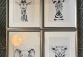 Set de 4 cuadros infantiles de animales — Estilo nórdico