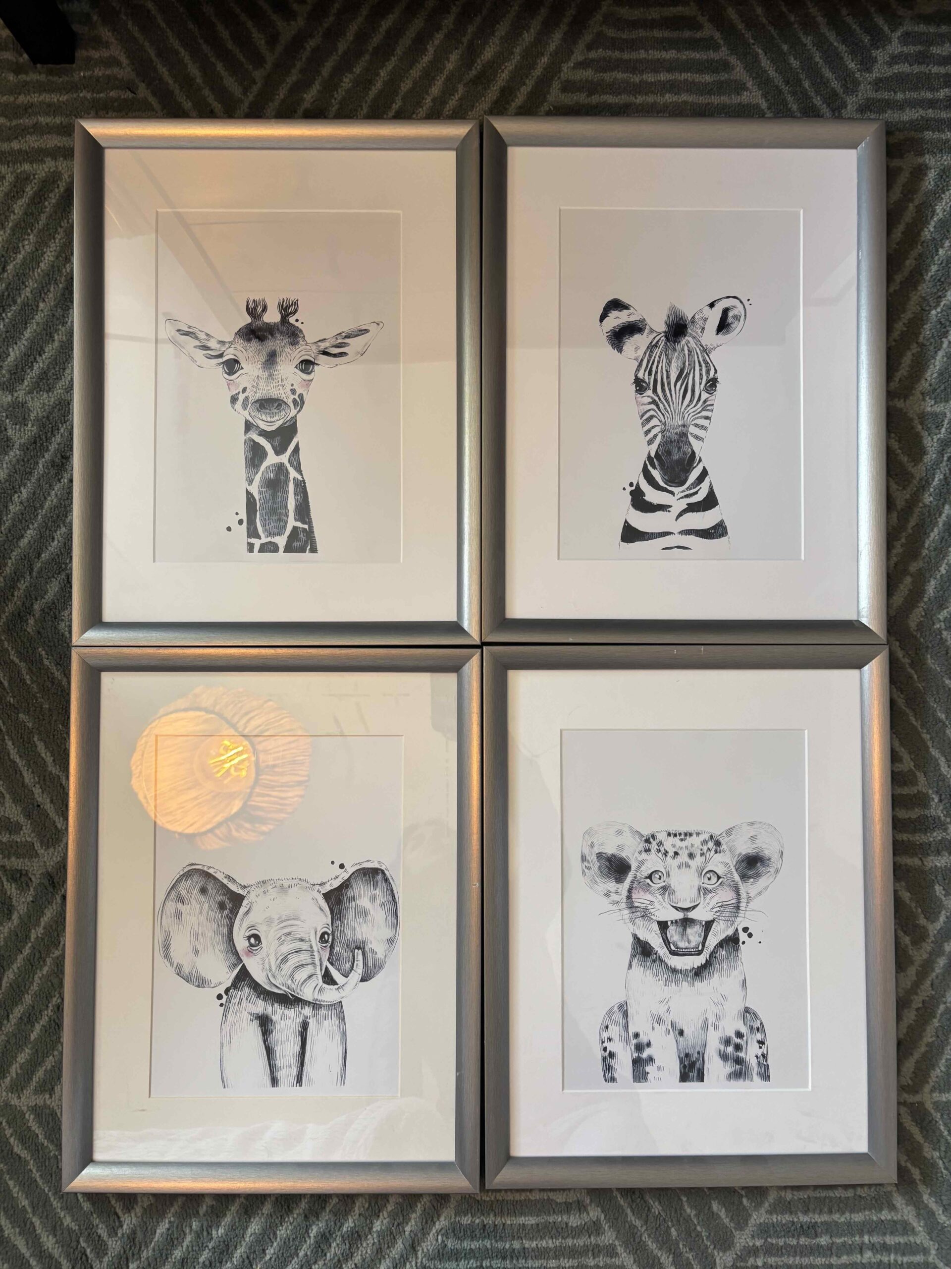 Set de 4 cuadros infantiles de animales — Estilo nórdico